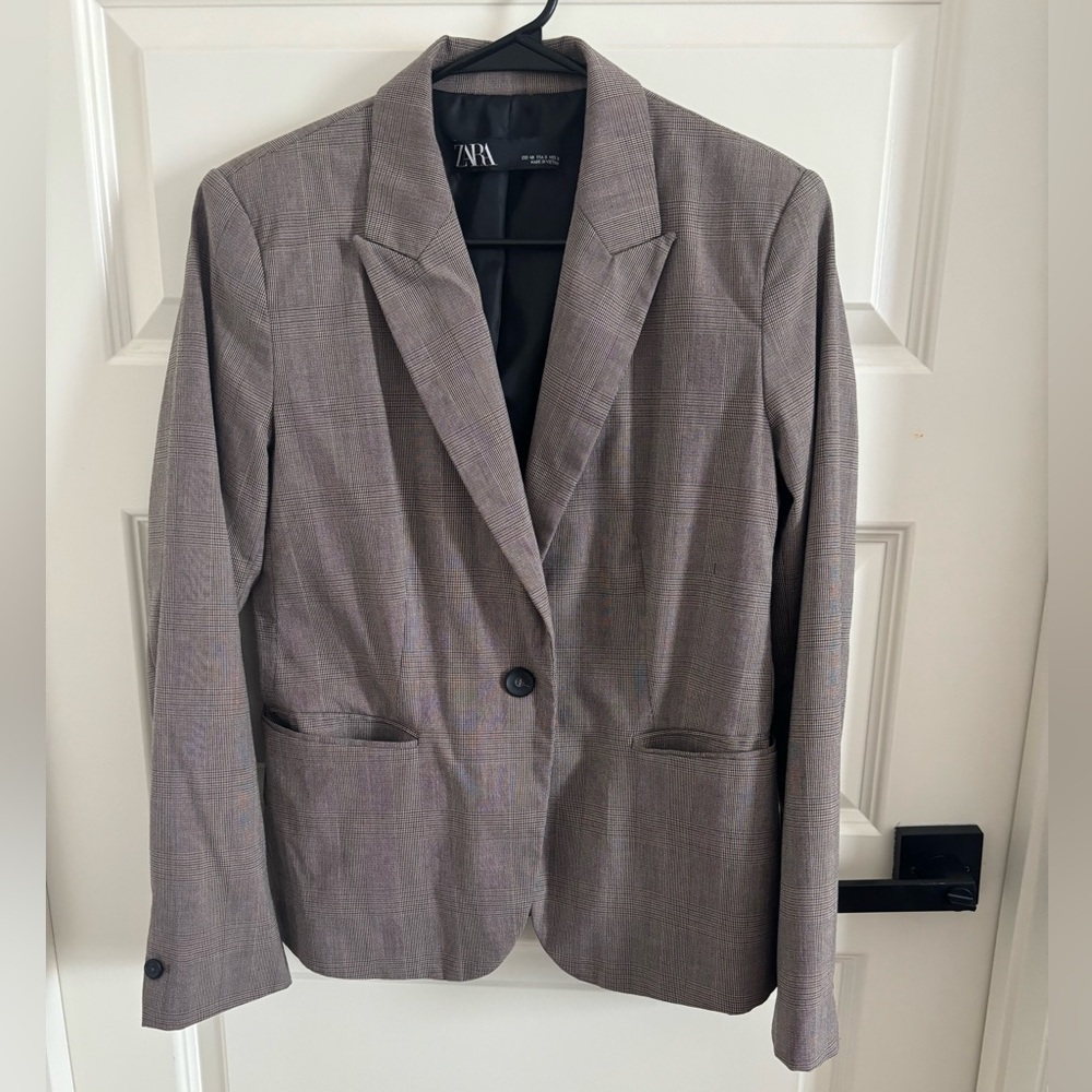 Zara Brown Plaid Blazer